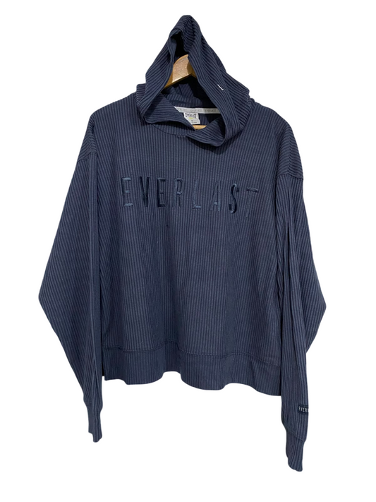 EVERLAST |L| BUST 23| A59| BLUE RIBBED HOODED TECHNICAL UTILITY SWEATSHIRT