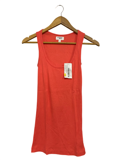 GRACE FASHION |XS| BUST 13| A59| CORAL-RED SCOOP-NECK RIBBED TECHNICAL UTILITY TANK TOP