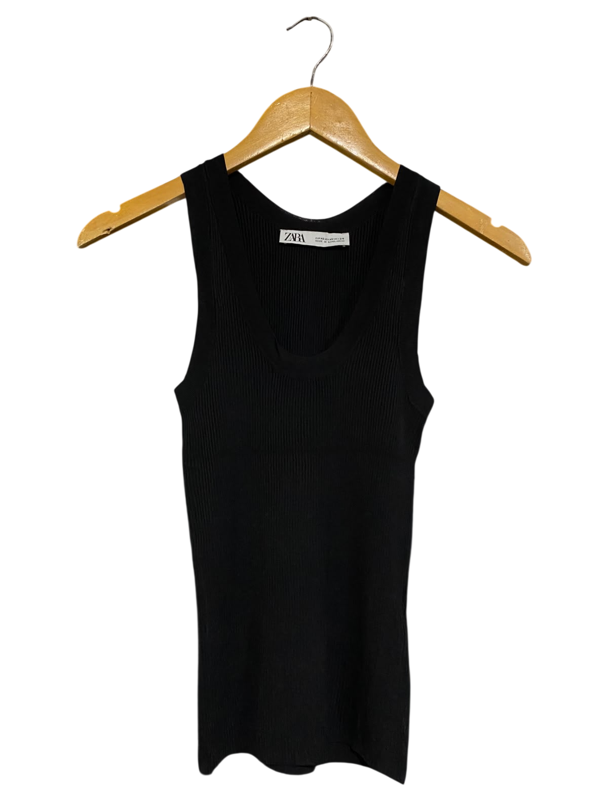 ZARA |XS| BUST 10| A59| BLACK SCOOP-NECK RIBBED TECHNICAL UTILITY TANK TOP
