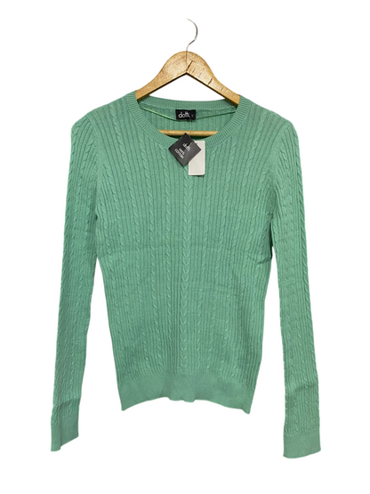 DOTTI |S| BUST 16| A59| MINT GREEN CABLE-KNIT TECHNICAL UTILITY LONG-SLEEVE TOP