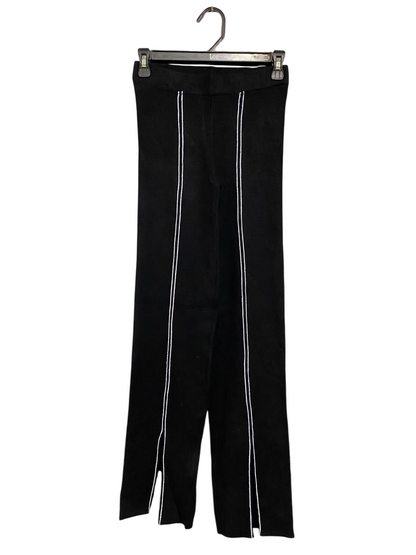 ZARA |S| WAIST 24| A59| BLACK SIDE-STRIPE SPLIT-HEM TECHNICAL UTILITY WIDE-LEG PANTS