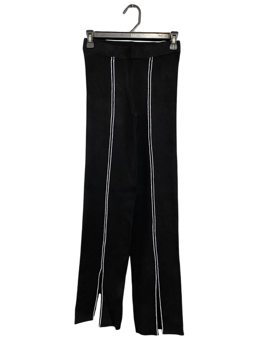 ZARA |S| WAIST 24| A59| BLACK SIDE-STRIPE SPLIT-HEM TECHNICAL UTILITY WIDE-LEG PANTS