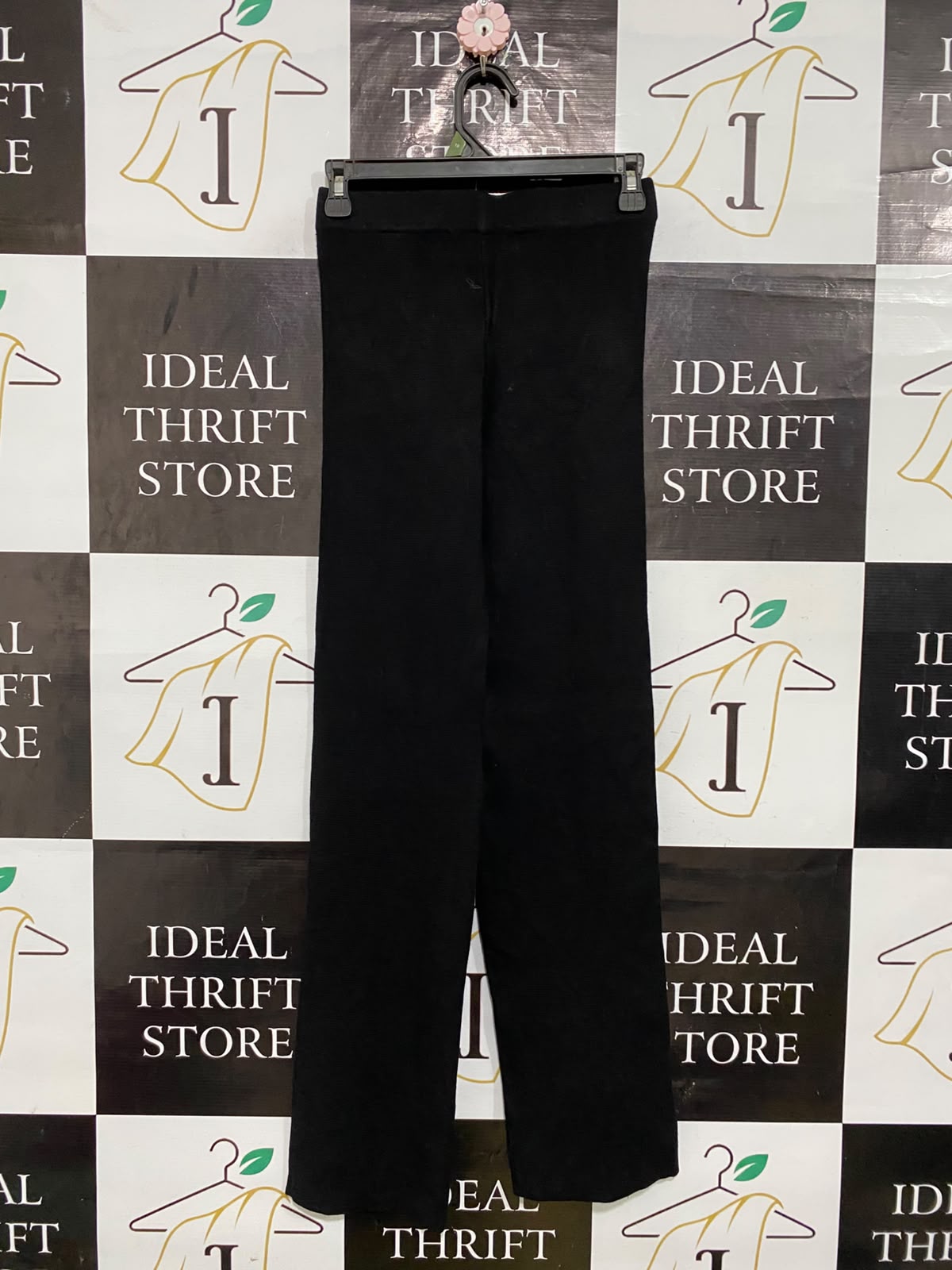 ZARA |S| WAIST 24| A59| BLACK SIDE-STRIPE SPLIT-HEM TECHNICAL UTILITY WIDE-LEG PANTS