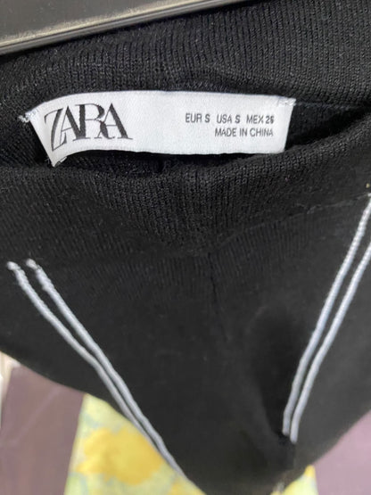 ZARA |S| WAIST 24| A59| BLACK SIDE-STRIPE SPLIT-HEM TECHNICAL UTILITY WIDE-LEG PANTS
