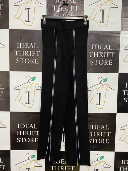 ZARA |S| WAIST 24| A59| BLACK SIDE-STRIPE SPLIT-HEM TECHNICAL UTILITY WIDE-LEG PANTS