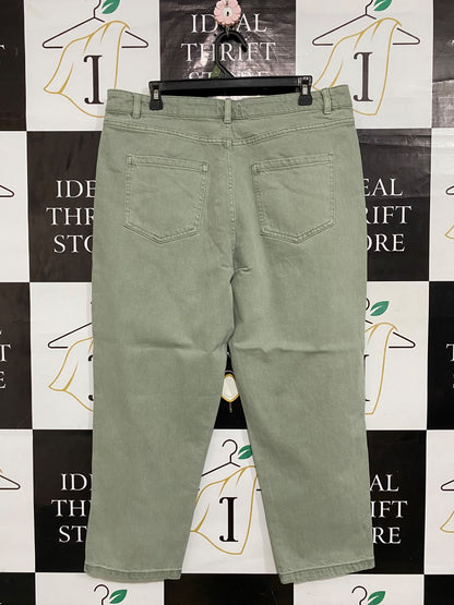 PAPAYA |XL| WAIST 36| A59| SAGE GREEN RELAXED-FIT TECHNICAL UTILITY DENIM PANTS