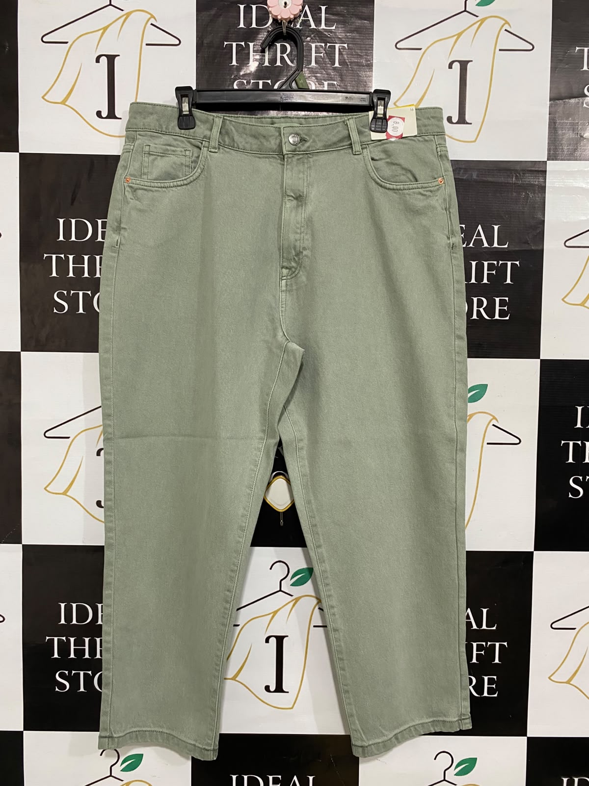 PAPAYA |XL| WAIST 36| A59| SAGE GREEN RELAXED-FIT TECHNICAL UTILITY DENIM PANTS