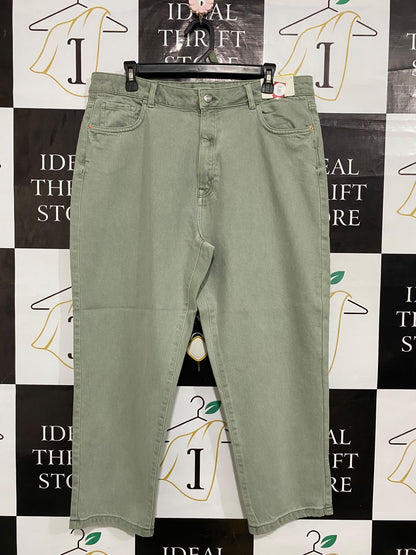 PAPAYA |XL| WAIST 36| A59| SAGE GREEN RELAXED-FIT TECHNICAL UTILITY DENIM PANTS