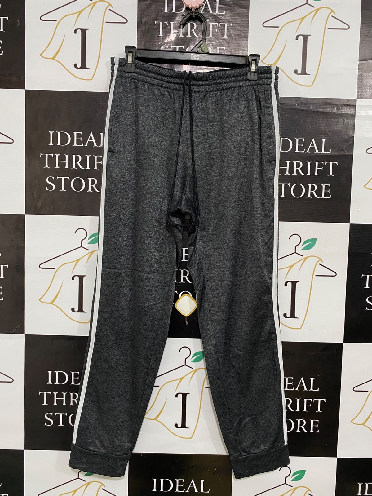 ADIDAS |M| WAIST 30| A59| CHARCOAL GREY SIDE-STRIPE TECHNICAL UTILITY JOGGERS