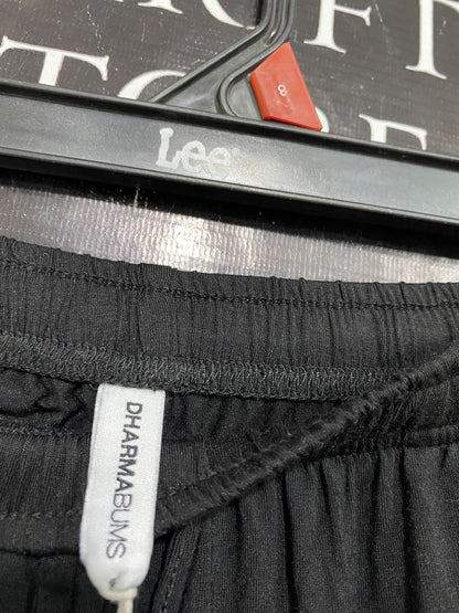 DHARMA BUMS |S| WAIST 26| A59| BLACK DRAWSTRING-WAIST TECHNICAL UTILITY WIDE-LEG PANTS