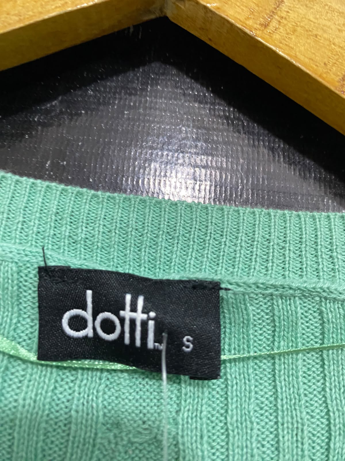 DOTTI |S| BUST 16| A59| MINT GREEN CABLE-KNIT TECHNICAL UTILITY LONG-SLEEVE TOP