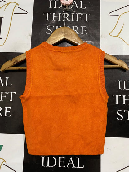 ZARA |S| BUST 12| A59| ORANGE RIBBED TECHNICAL UTILITY CROP TOP