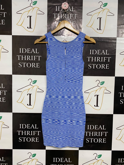 |XS| BUST 12| A59| BLUE MARLED PATTERNED TECHNICAL UTILITY BODYCON DRESS