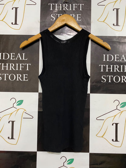 ZARA |XS| BUST 10| A59| BLACK SCOOP-NECK RIBBED TECHNICAL UTILITY TANK TOP