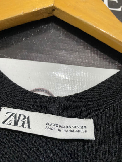 ZARA |XS| BUST 10| A59| BLACK SCOOP-NECK RIBBED TECHNICAL UTILITY TANK TOP