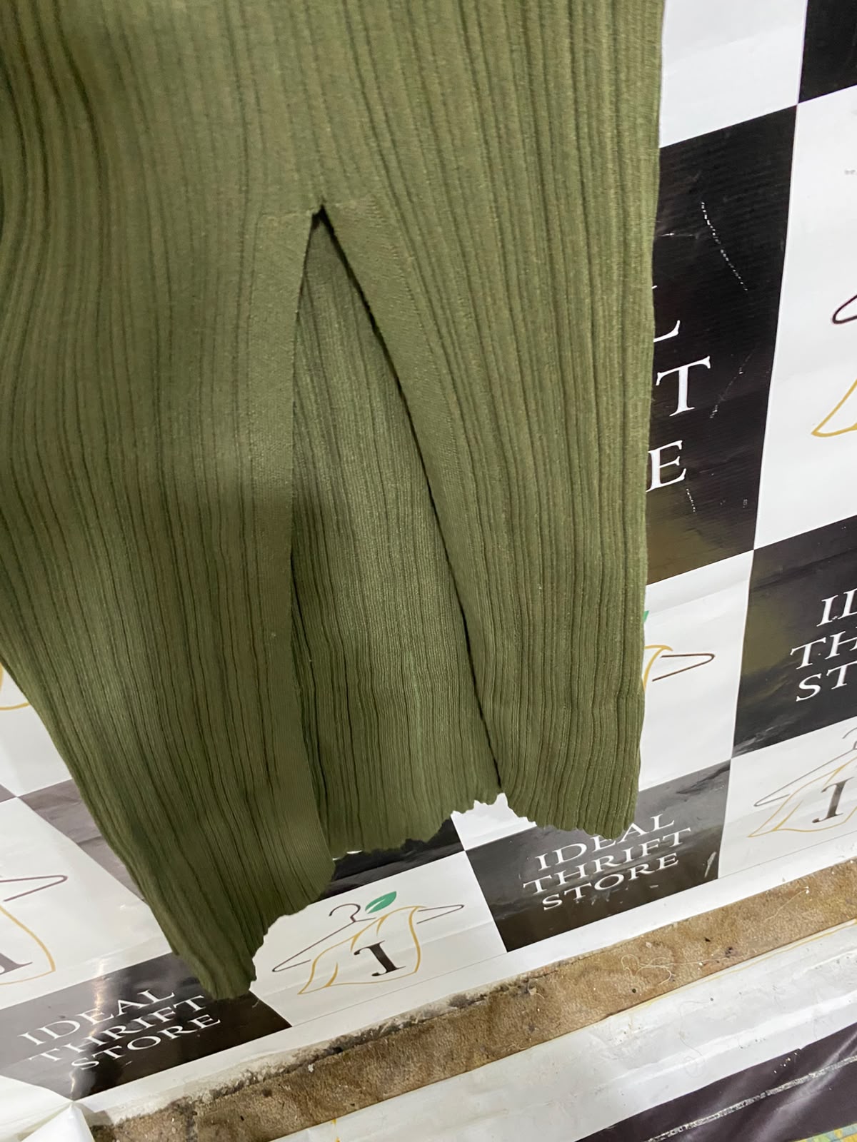 DISSH |S| BUST 11| A59| OLIVE GREEN RIBBED TECHNICAL UTILITY MAXI DRESS