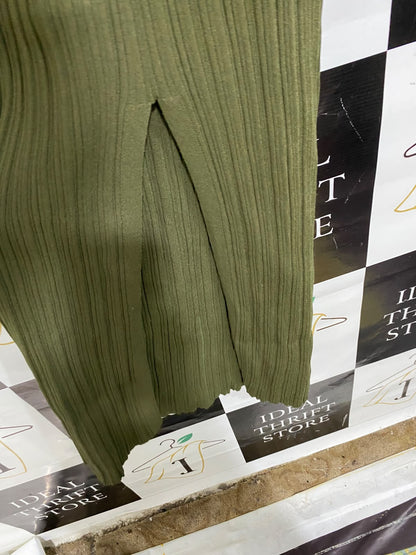 DISSH |S| BUST 11| A59| OLIVE GREEN RIBBED TECHNICAL UTILITY MAXI DRESS
