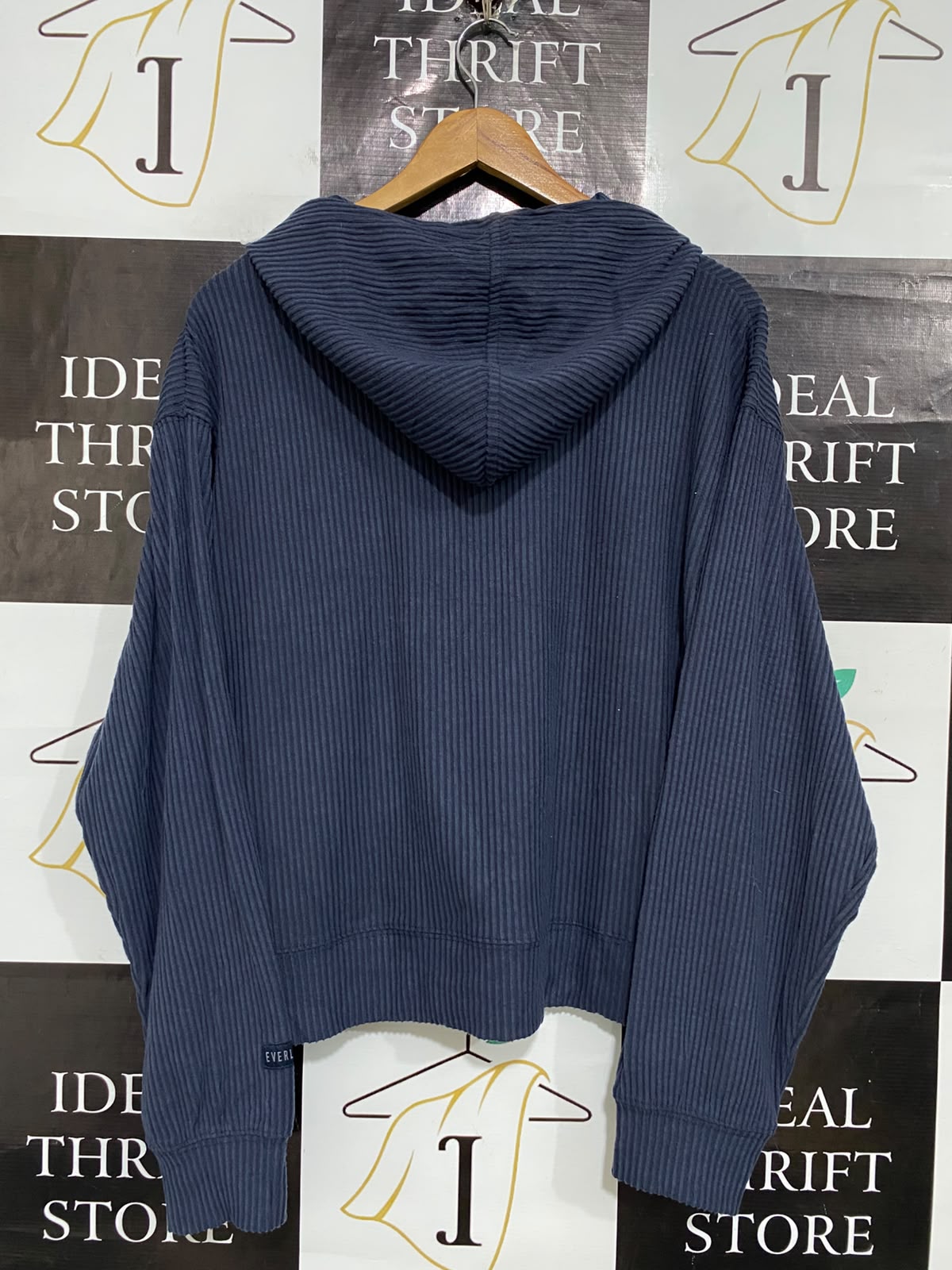EVERLAST |L| BUST 23| A59| BLUE RIBBED HOODED TECHNICAL UTILITY SWEATSHIRT