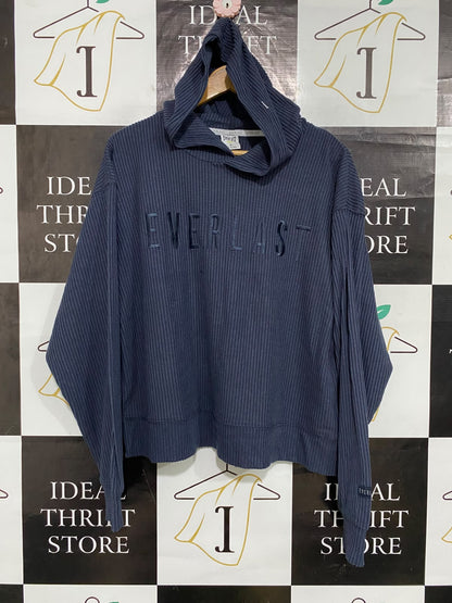 EVERLAST |L| BUST 23| A59| BLUE RIBBED HOODED TECHNICAL UTILITY SWEATSHIRT