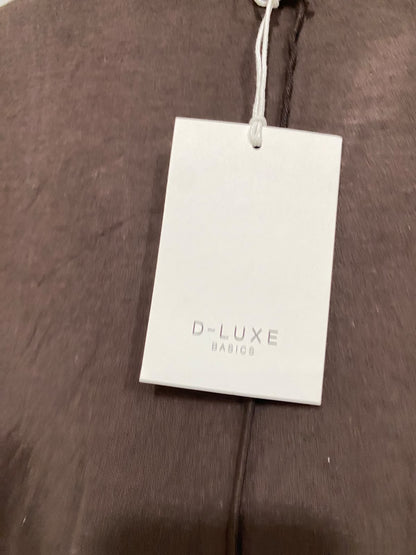 D LUXE |XS| BUST 15| A59| BROWN EXPOSED-SEAM TECHNICAL UTILITY LONG-SLEEVE TOP