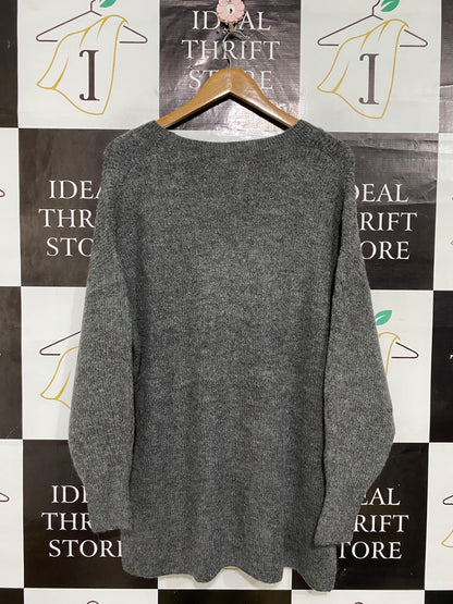 DECJUBA |L| BUST 23| A59| CHARCOAL GREY V-NECK TECHNICAL UTILITY OVERSIZED SWEATER