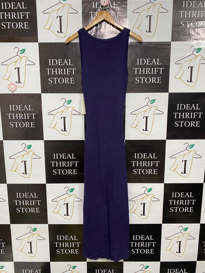 FIRST MSE |M| BUST 13| A59| DEEP PURPLE CUTOUT RIBBED TECHNICAL UTILITY MAXI DRESS