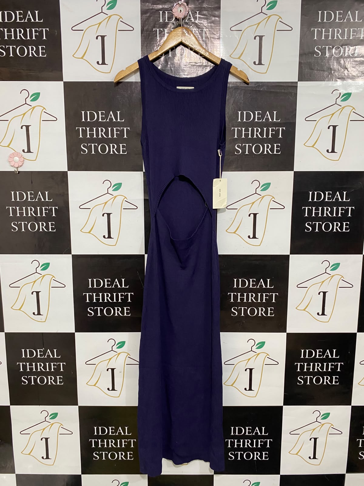 FIRST MSE |M| BUST 13| A59| DEEP PURPLE CUTOUT RIBBED TECHNICAL UTILITY MAXI DRESS