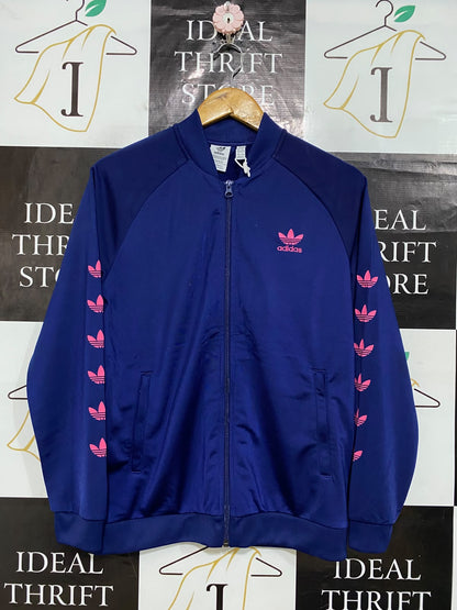 ADIDAS |XS| BUST 19| A59| BLUE & PINK LOGO-TAPE TECHNICAL UTILITY TRACK JACKET