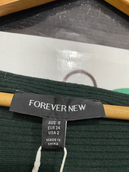 FOREVER NEW |S| BUST 20| A59| DARK GREEN BOATNECK RIBBED TECHNICAL UTILITY MIDI DRESS