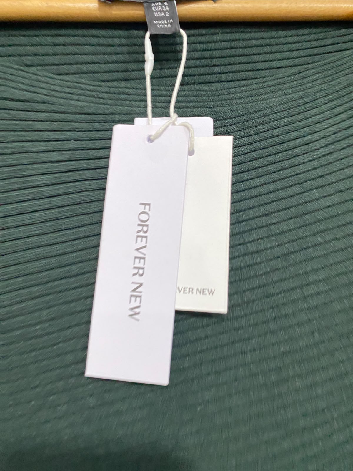 FOREVER NEW |S| BUST 20| A59| DARK GREEN BOATNECK RIBBED TECHNICAL UTILITY MIDI DRESS
