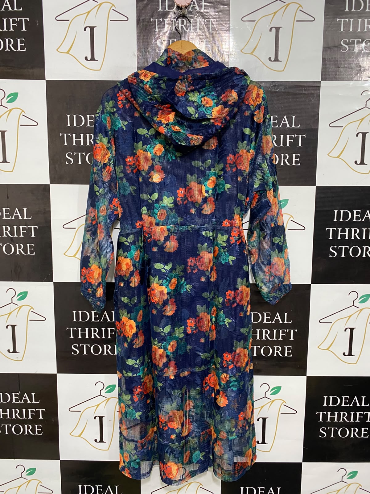 ICONIC |L| BUST 19| A59| NAVY BLUE FLORAL MESH TECHNICAL UTILITY PARKA JACKET