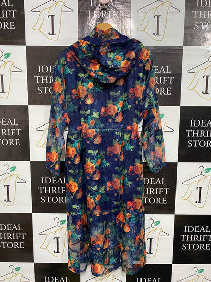 ICONIC |L| BUST 19| A59| NAVY BLUE FLORAL MESH TECHNICAL UTILITY PARKA JACKET