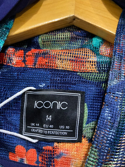 ICONIC |L| BUST 19| A59| NAVY BLUE FLORAL MESH TECHNICAL UTILITY PARKA JACKET