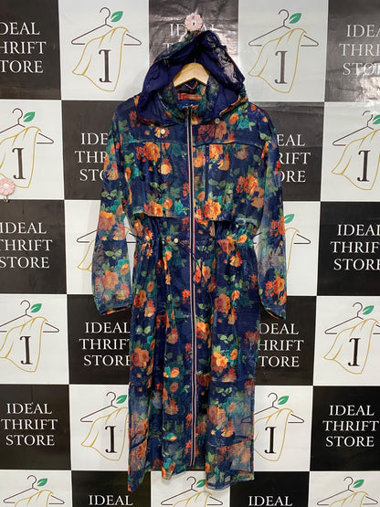 ICONIC |L| BUST 19| A59| NAVY BLUE FLORAL MESH TECHNICAL UTILITY PARKA JACKET