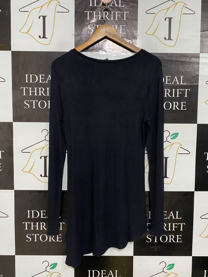 INTERNATIONAL CONCEPTS |L| BUST 16| A59| BLACK ASYMMETRIC HEM TECHNICAL UTILITY LONG-SLEEVE TOP
