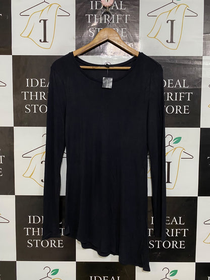INTERNATIONAL CONCEPTS |L| BUST 16| A59| BLACK ASYMMETRIC HEM TECHNICAL UTILITY LONG-SLEEVE TOP