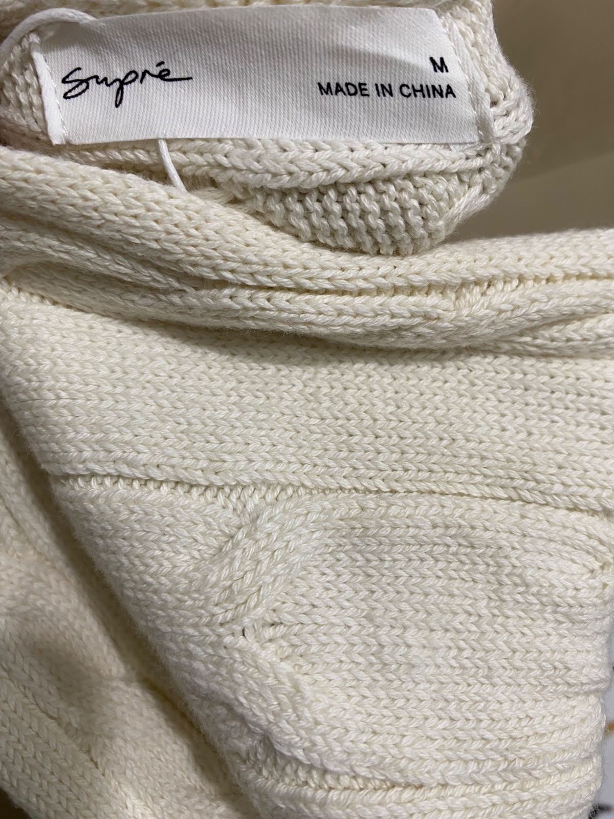 SUPRE |M| BUST 17| A58| OFF-WHITE CABLE-KNIT TECHNICAL UTILITY HALTER TOP