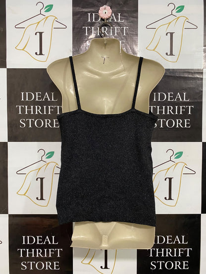 ANKO |M| BUST 18| A58| BLACK METALLIC RIBBED TECHNICAL UTILITY CAMI TOP