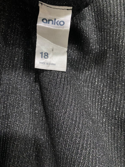 ANKO |M| BUST 18| A58| BLACK METALLIC RIBBED TECHNICAL UTILITY CAMI TOP