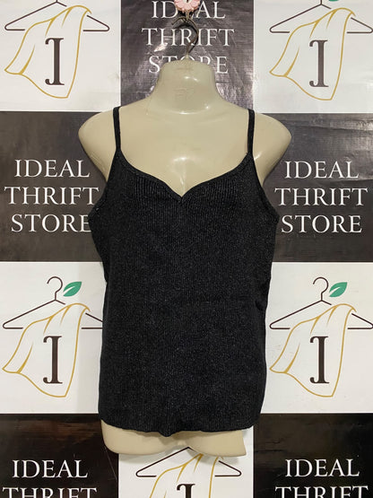 ANKO |M| BUST 18| A58| BLACK METALLIC RIBBED TECHNICAL UTILITY CAMI TOP