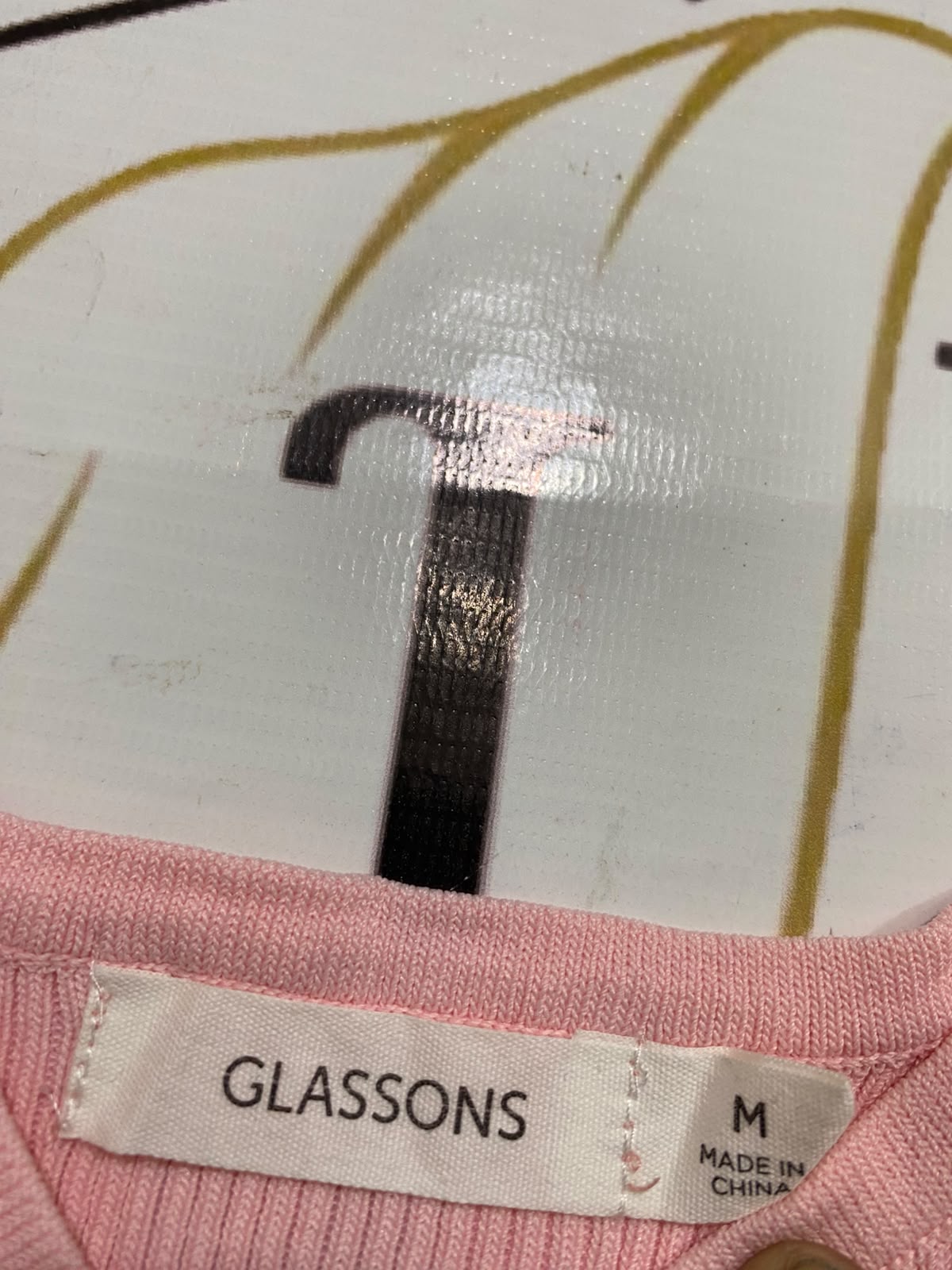 GLASSONS |M| BUST 12| A58| PINK RUFFLED V-NECK RIBBED TECHNICAL UTILITY CROP TOP