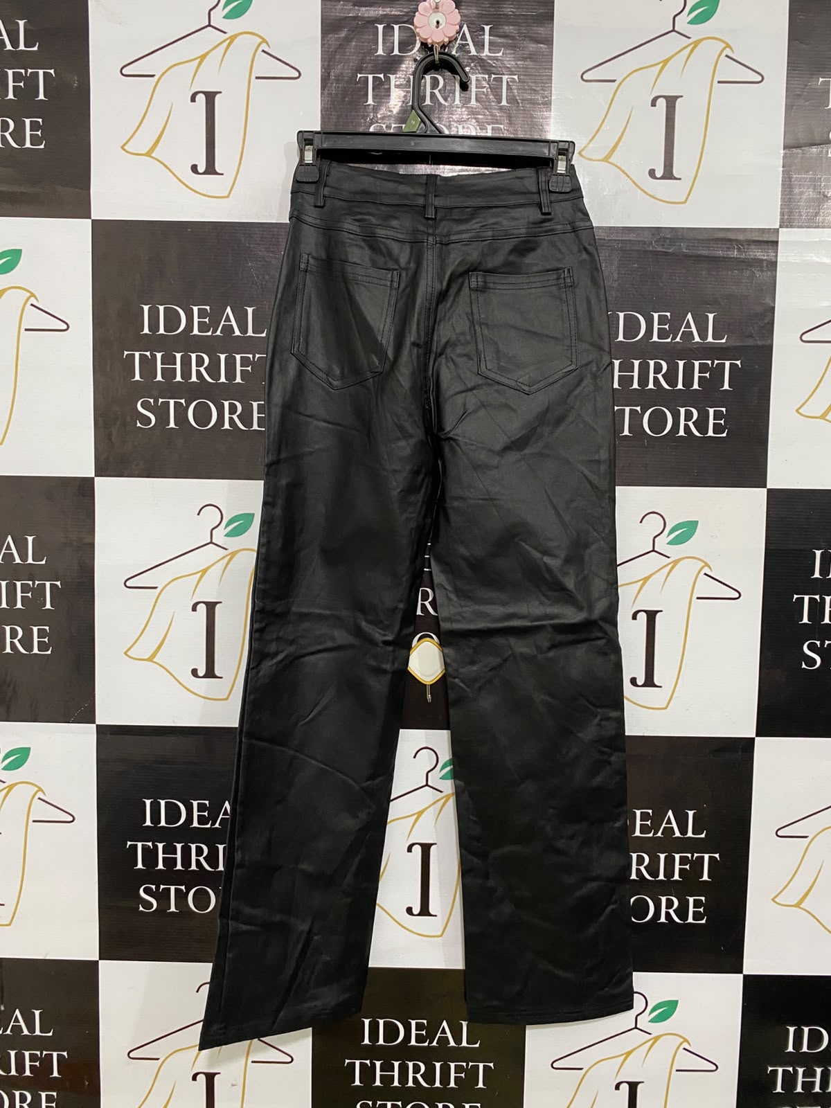 SHEIN |M| WAIST 24| A58| BLACK FAUX LEATHER HIGH-WAISTED TECHNICAL UTILITY PANTS