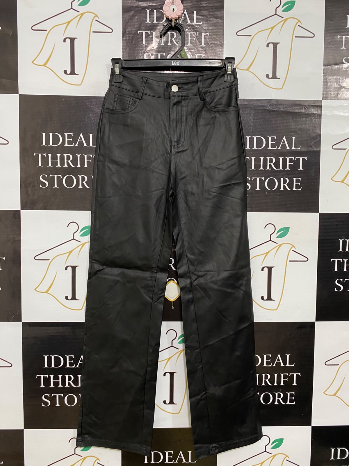 SHEIN |M| WAIST 24| A58| BLACK FAUX LEATHER HIGH-WAISTED TECHNICAL UTILITY PANTS
