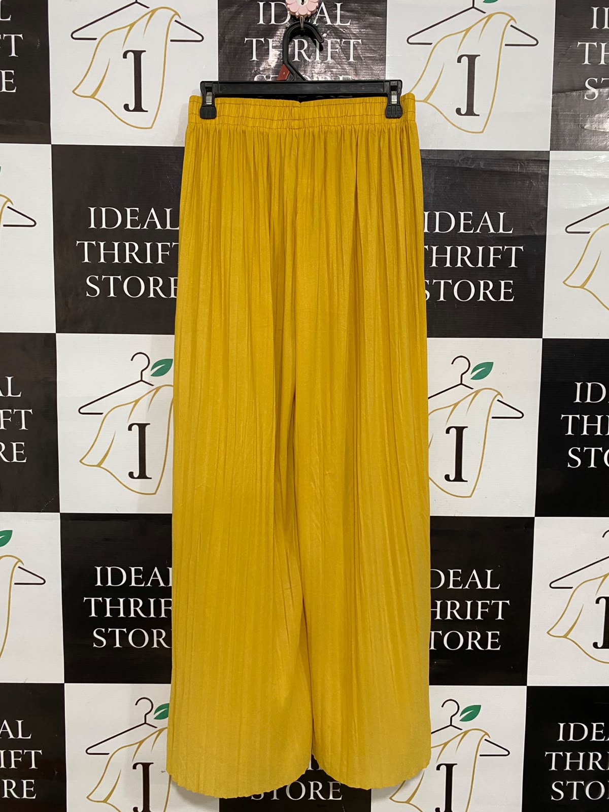 |S| WAIST 26| A58| MUSTARD YELLOW PLEATED DRAWSTRING TECHNICAL UTILITY PALAZZO PANTS