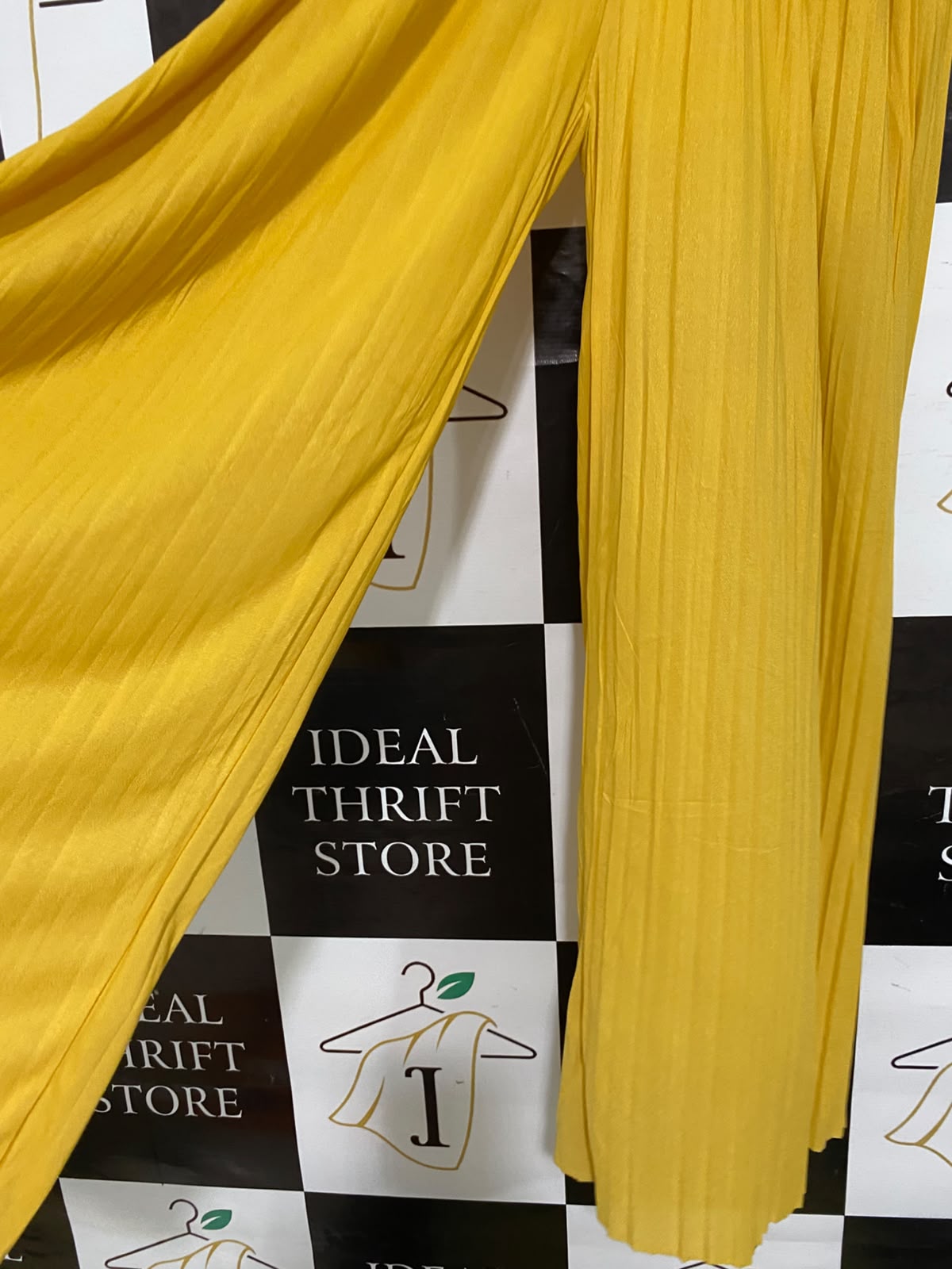 |S| WAIST 26| A58| MUSTARD YELLOW PLEATED DRAWSTRING TECHNICAL UTILITY PALAZZO PANTS