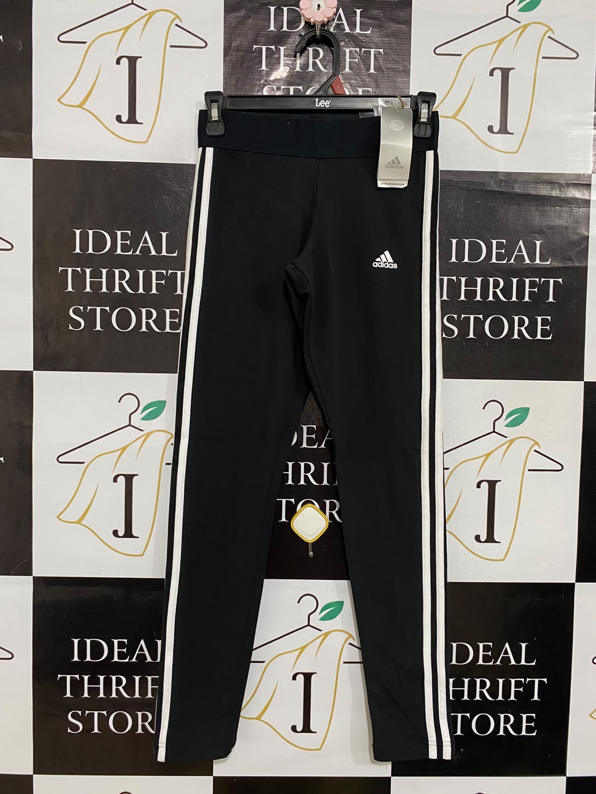 ADIDAS |S| WAIST 26| A58| BLACK & WHITE 3-STRIPE TECHNICAL UTILITY LEGGINGS