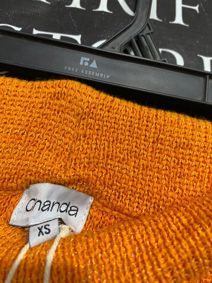 GHANDA |S| WAIST 26| A58| RUST ORANGE RIBBED DRAWSTRING TECHNICAL UTILITY MIDI SKIRT