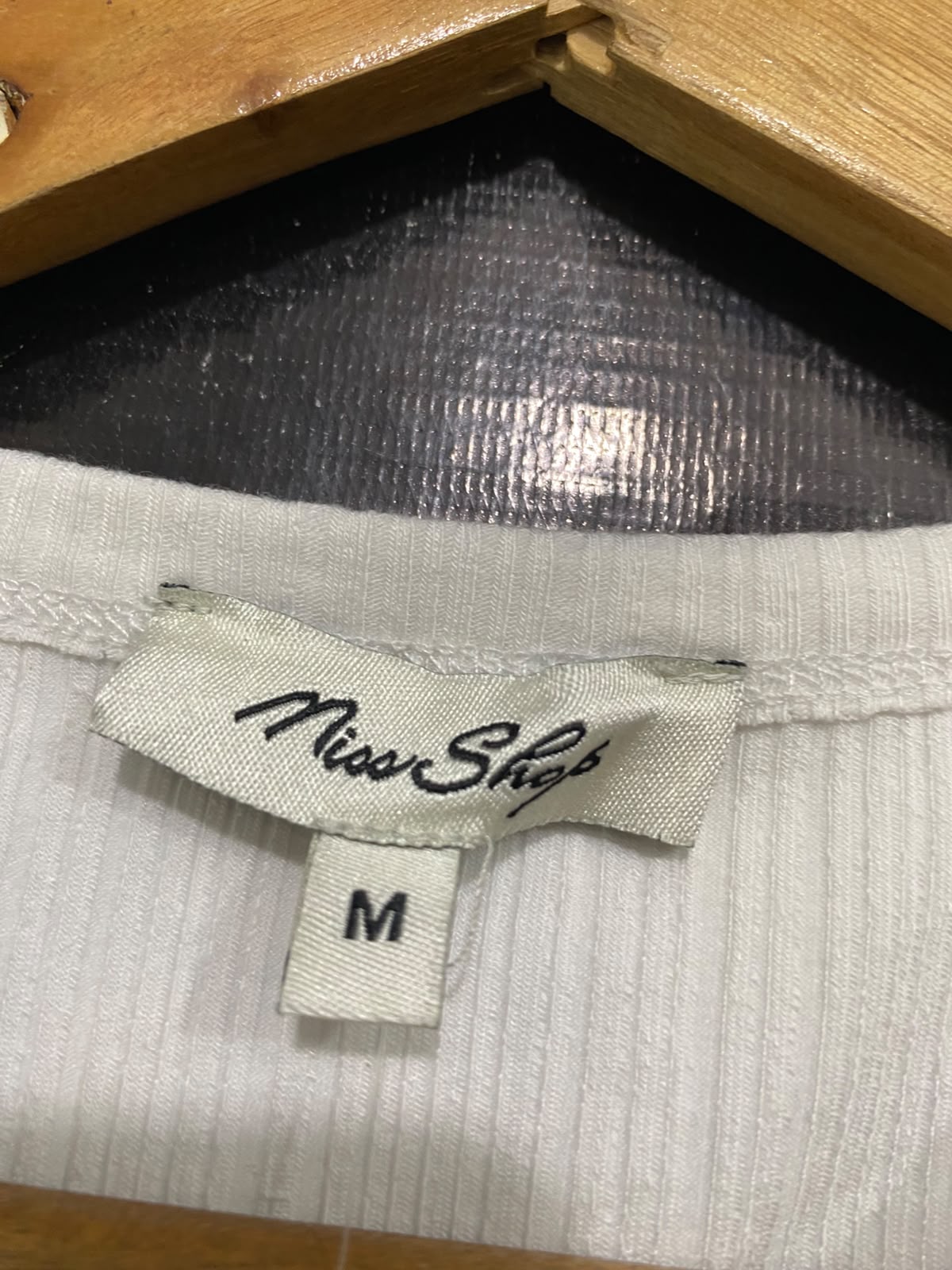 MISS SHOP |M| BUST 14| A58| WHITE RIBBED RECYCLED POLYESTER BLEND TECHNICAL UTILITY TANK TOP
