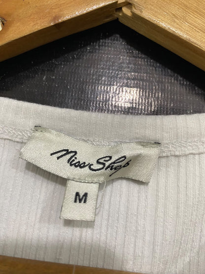 MISS SHOP |M| BUST 14| A58| WHITE RIBBED RECYCLED POLYESTER BLEND TECHNICAL UTILITY TANK TOP