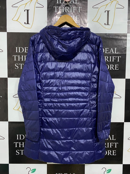 |XL| BUST 20| A58| PURPLE GLOSSY PUFFER TECHNICAL UTILITY LONG COAT